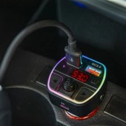 Groothandel ???? Technaxx FMT1600BT Bluetooth FM Transmitter - Met Spraakassistent - USB-C PD 20W - Zwart/RGB ???? -Brodit store 550x366 75