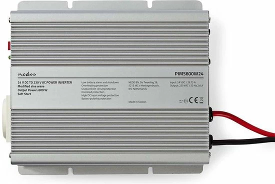Korting ???? Nedis Inverter Gemodificeerde Sinusgolf | Ingangsvoltage: 24 VDC | Apparaat Stroomoutput: 1 | 230 V ~ 50 Hz | 600 W | Piekvermogen: 1500 W | Type Stopcontact: F (CEE 7/3) | Accuklemmen ???? 4 Korting ???? Nedis Inverter Gemodificeerde Sinusgolf | Ingangsvoltage: 24 VDC | Apparaat Stroomoutput: 1 | 230 V ~ 50 Hz | 600 W | Piekvermogen: 1500 W | Type Stopcontact: F (CEE 7/3) | Accuklemmen ???? - Afbeelding 4