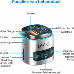 Groothandel ❤️ DW-G Bluetooth FM Transmitter - Auto Lader - Carkit - Handsfree - MP3 - USB - SD Kaart - Snel Lader - Bluetooth Audio Receiver ✨ -Brodit store 550x446