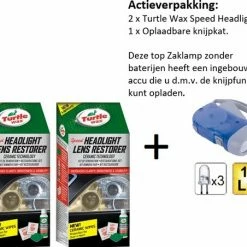 Promo ???? Turtle Wax - TW 53685 Speed Headlight Kit - 2 Stuks - + Zaklamp/Knijpkat ????