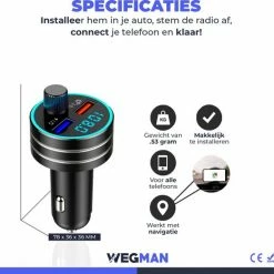 Flash-uitverkoop ???? Wegman Bluetooth FM Transmitter - Autolader - Carkit - Autoradio - Bluetooth Transmitter ???? -Brodit store 550x522 1