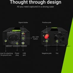 Goedkoop ???? GREEN CELL 600W (300W Continu) DC 24V Naar AC 230V Met USB Stroom Inverter Converter - Pure/Full Sine Wave ⭐ -Brodit store 550x537 5