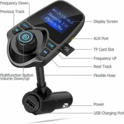 Gloednieuw ???? Opline Bluetooth FM Transmitter Voor In De Auto – Handsfree Bellen Carkit Met AUX / SD Kaart / USB - Ingangen - Bluetooth Handsfree Carkits / Adapter / Auto Bluetooth / LCD Display - FM Transmitter ???? -Brodit store 550x547 1