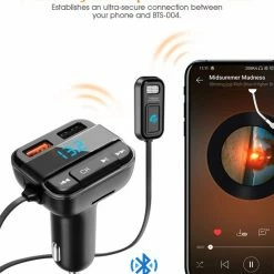 Beste deal ⌛ Merkloos ELEGIANT BTS-004 Bluetooth FM Transmitter - Autolader - Bluetooth Carkit - Bluetooth 5.0 En USB QC 3.0 -zwart ???? -Brodit store 550x591 1