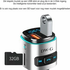 Groothandel ❤️ DW-G Bluetooth FM Transmitter - Auto Lader - Carkit - Handsfree - MP3 - USB - SD Kaart - Snel Lader - Bluetooth Audio Receiver ✨ -Brodit store 550x616