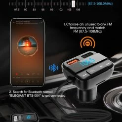 Beste deal ⌛ Merkloos ELEGIANT BTS-004 Bluetooth FM Transmitter - Autolader - Bluetooth Carkit - Bluetooth 5.0 En USB QC 3.0 -zwart ???? -Brodit store 550x656 2