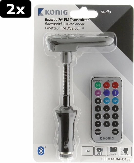 Coupon ✨ Konig 2x K?nig CSBTFMTRANS100 Auto Audio Transmitter Bluetooth + Microfoon Zwart ???? 3 Coupon ✨ Konig 2x K?nig CSBTFMTRANS100 Auto Audio Transmitter Bluetooth + Microfoon Zwart ???? - Afbeelding 3