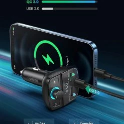 Top 10 ✨ UGREEN Bluetooth FM Transmitter Met USB-A / USB-C Autolader Zwart ???? -Brodit store 550x680 2