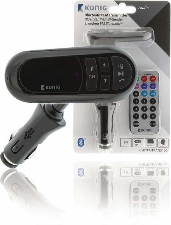 Goedkoop ⭐ Konig K?nig CSBTFMTRANS100 Auto Audio Transmitter Bluetooth + Microfoon Zwart ???? 1 Goedkoop ⭐ Konig K?nig CSBTFMTRANS100 Auto Audio Transmitter Bluetooth + Microfoon Zwart ????